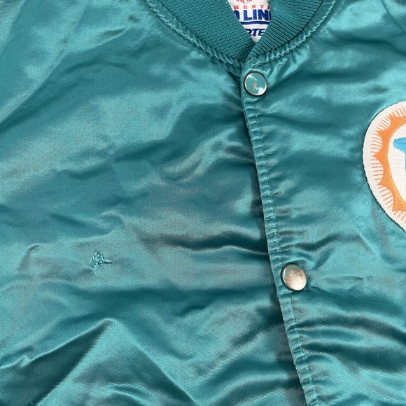 Vintage 90's Starter Pro Line Miami Dolphins Satin Football Jacket Size Medium - Picture 3 of 11